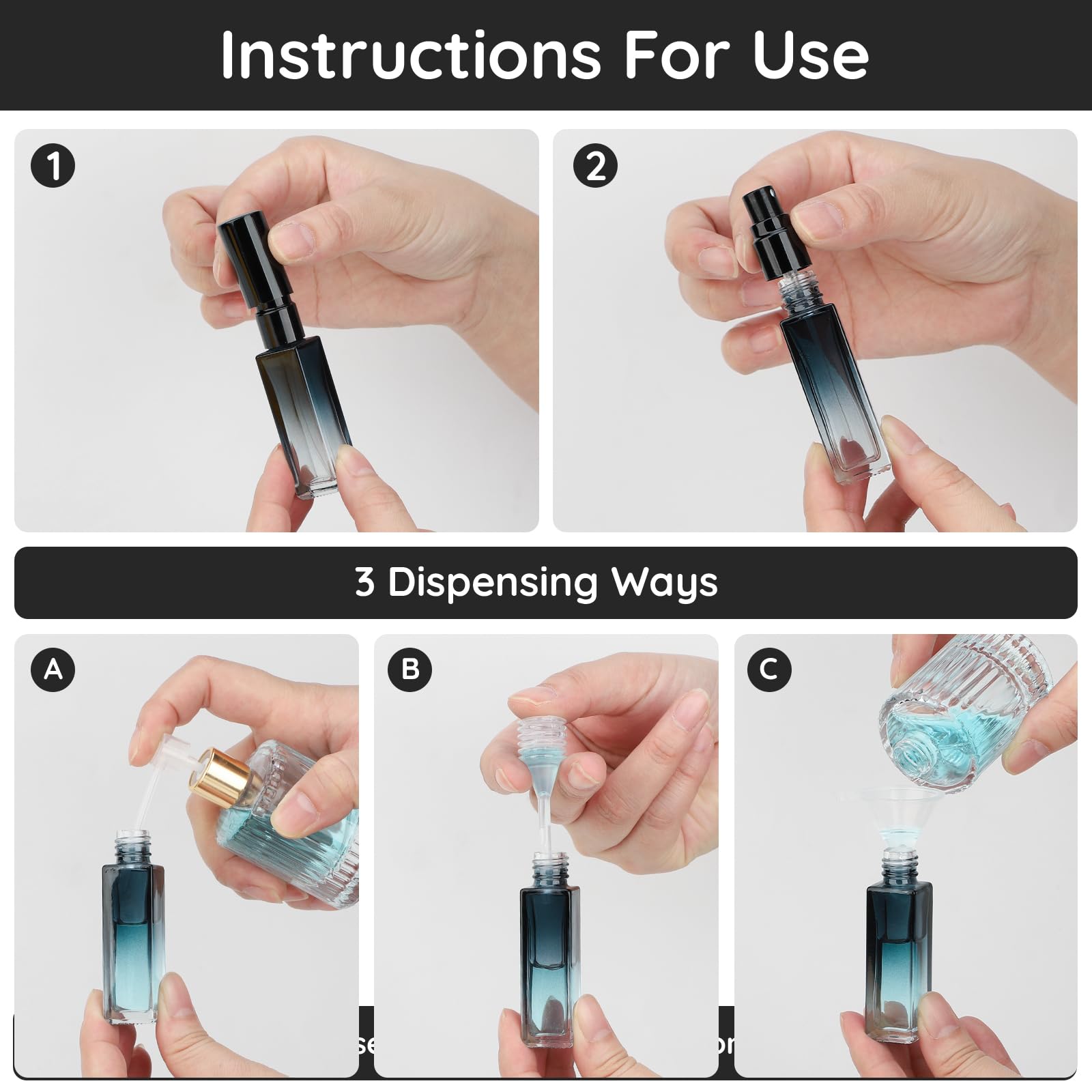 Segbeauty Travel Perfume Bottle Refillable, 5Pcs 10Ml Mini Glass Perfume Containers With Funnel And Pipette, Empty Portable Leak